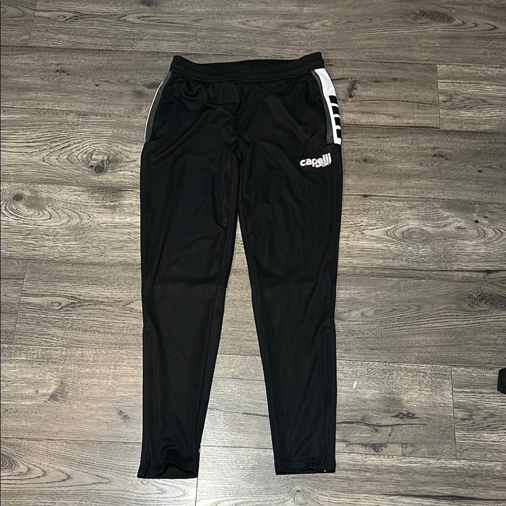 Black Tapered Track Pants with Elastic Waistband
